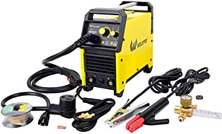 MIG Welder 130 Flux Core Wire Automatic Feed Welding Machine Portable No Gas 110V DIY Home Welder wFree Mask Yellow